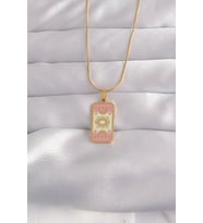 316L Çelik Gold Renk Karışık Mineli Ay Figür Tarot Kolye