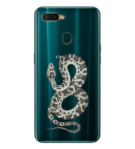 Oppo A5S/AX7/A12 Uyumlu Yılan Desenli Şeffaf Telefon Kılıfı
