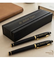 Hemen Kargo Kişiye Özel Lüks Deri Kutulu Metal Kalem Seti - Premium Roller Kalem İkili Set