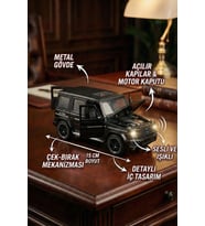1:32 Metal Çek Bırak Mercedes G65 Siyah Sesli ve Işıklı Kapıları Açılan Oyuncak Arazi Aracı