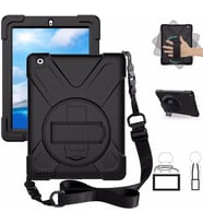 iPad 2 3 4 Kılıf Defender Askılı Zırhlı Tank Case A1395 A1396 A1397 A1416 A1430 (Siyah)