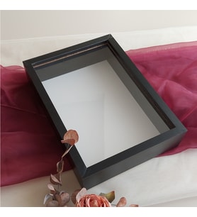 Pleksi Kaplı 25x35 Cm Fotoğraf Bölümsüz İsimsiz Ledsiz Gül Saklama Kutusu! Anı Çerçevesi! (Siyah)