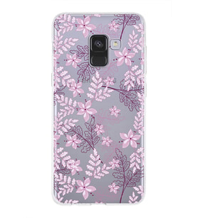 Samsung Galaxy A8 (2018) Uyumlu Kapak Floral Pudra Tasarımlı Şeffaf Silikon Kılıf