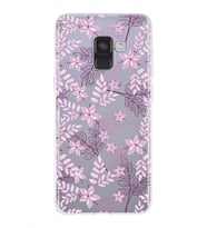 Samsung Galaxy A8 (2018) Uyumlu Kapak Floral Pudra Tasarımlı Şeffaf Silikon Kılıf