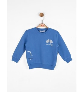 Erkek Bebek Pamuklu Orta Kalınlık Sweatshirt (Saks)