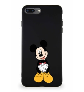 Apple iPhone 8 Plus Soft Premier Kapak Mickey Mouse-A Tasarımlı Silikon Kılıf - Siyah (Şeffaf)