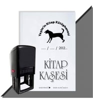 Kişiye Özel Köpek Silüet 28 Tarihli Otomatik Kitap Kaşesi (Siyah)