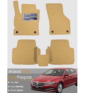 SKODA SUPER B (2015-2023) Uyumlu EVA Paspas Tam Set–Oto Paspas,Araca Özel,Kolay Montaj