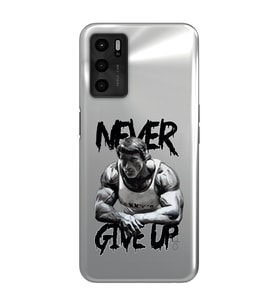 Oppo A16 Uyumlu Arnold Fitness Never Give Up Desenli Şeffaf Telefon Kılıfı
