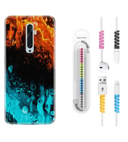 Oppo Reno 2Z 4 Lite 4 Pro 5 6 7 A31 Kılıf Kablo Koruma Spiral Silikon Orange Blue Color 1665