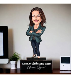 Kişiye Özel Çalışan Kadına Hediye Karikatürlü Biblo