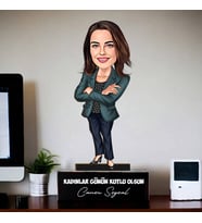 Kişiye Özel Çalışan Kadına Hediye Karikatürlü Biblo
