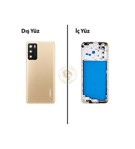 Oppo A16 Gold Uyumlu Lensli Orta Kasa Full Kasa Kapak Gövde Housing