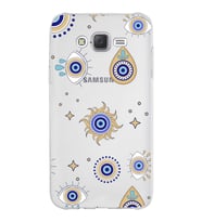 PrintiFy Samsung Galaxy J7 ile Uyumlu 1mm Slim Fit Nazar Boncuğu 5 Baskılı Şeffaf  Kılıf