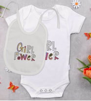 BK Kids Fun Tasarımlı Bebek Body Zıbın ve Mama Önlüğü Hediye Seti - Model 1