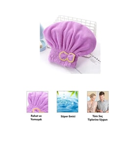 Mikrofiber Saç Kurutma Havlusu Duş Deniz Havuz Kurulama Bonesi Hızlı Saç Kurutan Havlu Bone 1 Adet (Çok Renkli)