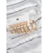 Pirinç Halka Model Gold Renk Kadın Set Küpe (Altın)