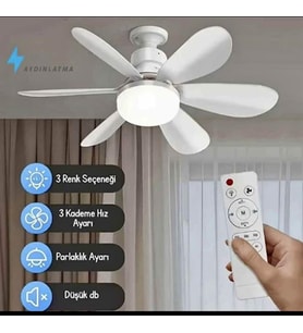 30W Uzaktan Kumandalı Tavan Tipi Fan Ampul – Ayarlanabilir Işık ve Serinletici Fan
