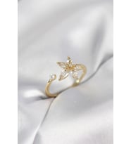 Lotus Model Zirkon Taşlı Gold Renk Kadın Yüzük 5886