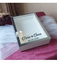 25X35 BEYAZ-FÜME LEDLİ DERİN ANI ÇERÇEVESİ- NİŞAN SÖZ GÜLLERİNİZ İÇİN ÇERÇEVELER