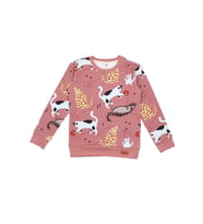 Kedi Desenli Dijital Baskılı Organik Bebek Sweatshirt