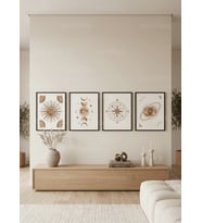 Bohem Minimalist Kozmik Gökyüzü 4’lü Ahşap Çerçeveli Tablo Seti