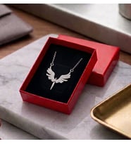 kutulu 925 gümüş kaplama mikail meleği çelik kolye hediye paketli