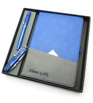 Signator® Codex  N190 Kişiye Özel Defterli Set - İsme Özel Mavi Kalem + İsme Özel Mavi Defter + İsme Özel Mavi Çakı İsme Özel Kutusunda Hediyelik Set (Karışık)