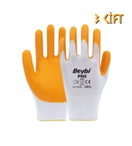 Beybi Polyester-Nitril İş Eldiveni PN5 No: 10 Sarı - 3 Çift