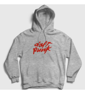 Presmono Unisex Gri Logo Daft Punk Kapüşonlu Sweatshirt 60050tt (Gri)