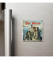 San Marino San Marino - Posta Pulu Temalı Ülke - Baskılı Buzdolap Magneti Kare - 9x9 cm