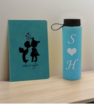BK Gift Sevgiliye Özel İsimli Turkuaz Defter ve Cam Matara Hediye Seti-16, Sevgiliye Hediye, Sevgililer Günü, Yeni İş Hediyesi