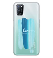 Oppo Mavi Make-up Brush Tasarımlı Şeffaf Telefon Kılıfı