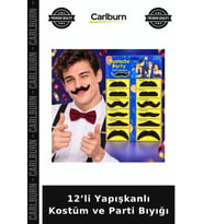 12’li Yapışkanlı Kostüm ve Parti Bıyığı Eğlence Ürünü Sahne Aksesuarı Komik Detay