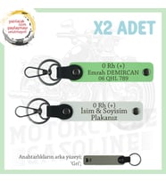 Motorcu Arkadaşlara, İsim Plaka ve 0 Rh+ Kan Grubu Yazılı Acil Durum Anahtarlığı, Beyaz-F Yeşil-Gr (Çok Renkli)