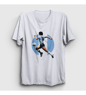 Presmono Unisex Beyaz Futbol Run Maradona T-Shirt 51302tt