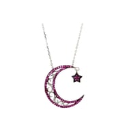 Gümüş Kolye - Zirkon Taşlı Ay Yıldız 925 Ayar Gümüş Sevgiliye,eşe,anneye,arkadaşa Hediye Kolye