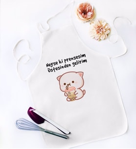 BK Gift Neyse Ki Prensesim Tasarımlı Beyaz Mutfak Önlüğü - Model 1