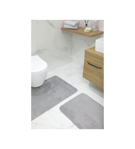 2'li Kaydırmaz Peluş Banyo Paspası Banyo Klozet Takımı Klozet Paspas Takımı (Gri)