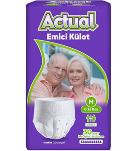 Actual Emici Külot Yetişkin Bezi M - Medium - Orta (Islaklık Göstergeli) 180 Adet