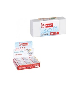 Mikro Soft Beyaz Silgi 2B Öğrenci Silgisi (30 Lu Paket)