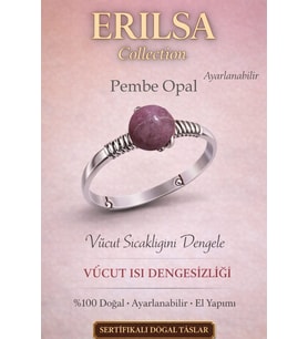Sertifikalı Vücut Isı Denge Enerji Yüzüğü – Pembe Opal Ayarlamalı İnce Kasa Boğa Yengeç Balık Burcu