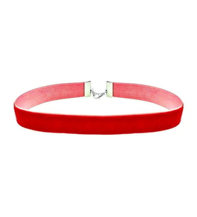 Kırmızı Renk Kadife 1.5 cm Kadın Choker Kolye (Turuncu)