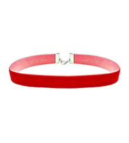 Kırmızı Renk Kadife 1.5 cm Kadın Choker Kolye (Turuncu)