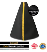 PEJO PARTNER 2 Uyumlu Siyah Deri Özel Tasarım Sarı Spor Dikiş Vites Körüğü