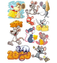 Sevimli Fare Sticker Set-1 10 Parça Telefon, Tablet, Defter, Laptop Sticker