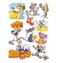 Sevimli Fare Sticker Set-1 10 Parça Telefon, Tablet, Defter, Laptop Sticker
