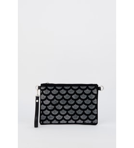 Kadın Halka Gümüş Taşlı Süet Bilek Askılı Ve Zincir Askılı Portföy El Ve Clutch Çanta