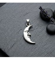 Gümüş Hilal Kolye Ucu 925 Ayar Gümüş Ay Figürlü Unisex Kolye Ucu