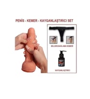 18 cm Belden Bağlamalı Çift Katmanlı Sünnetsiz Realistik Dildo Penis Set